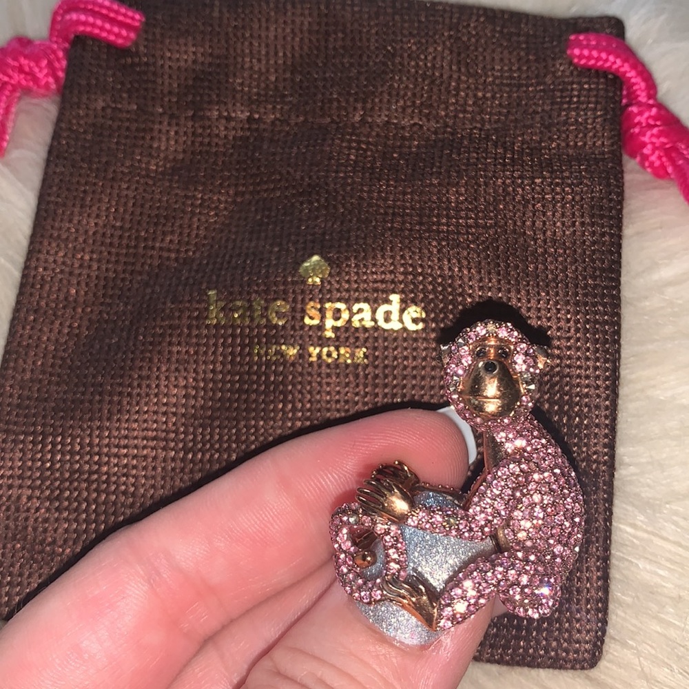 Kate Spade Pink Pave Rhinestone Monkey Chimp Ring